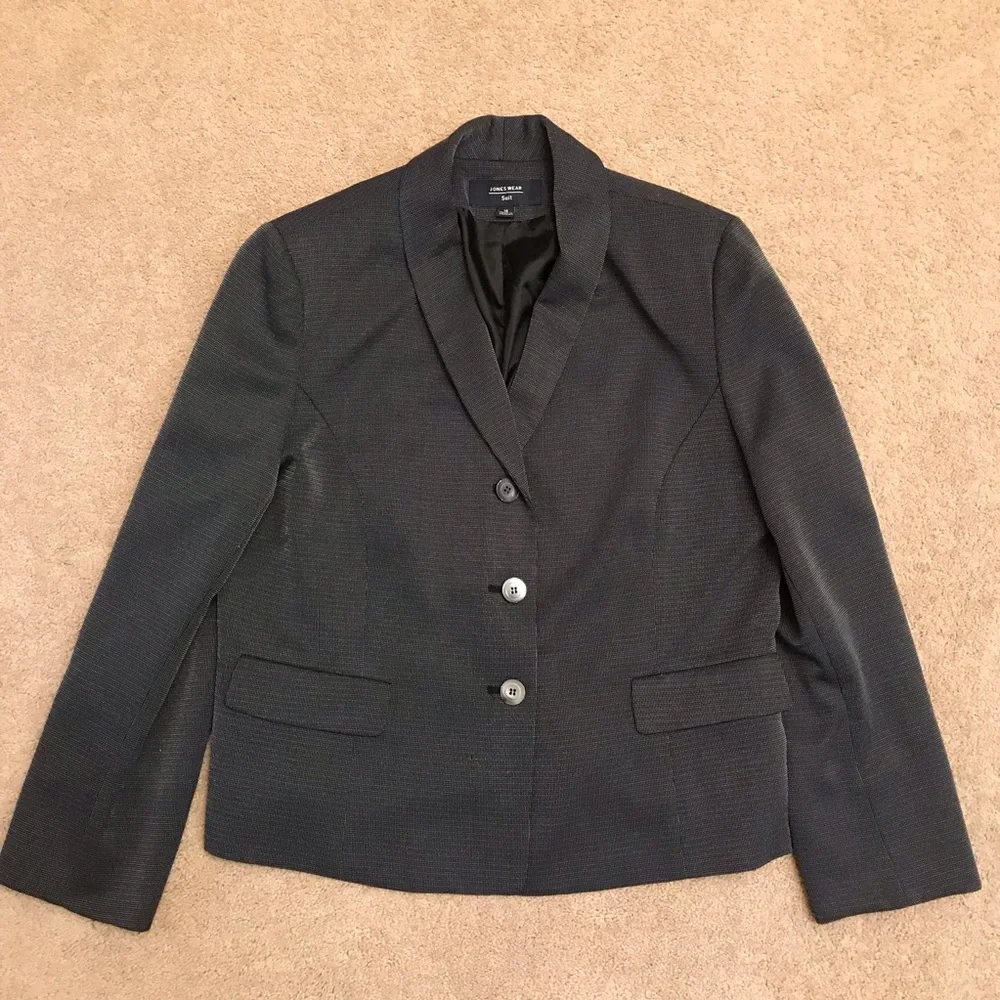 Jones Wear Premium Suit Blazer Jacket Size 16 Grey Career Office Business Corp